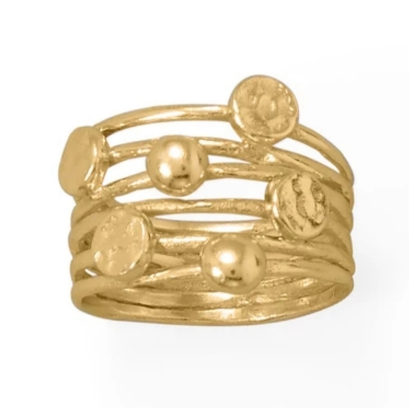 14KT GOLD PLATED 6 ROW RING - Picture 1 of 3